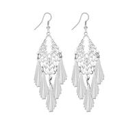 Zymoplas Lot de 2 Boucles d'Oreilles Style Baroque Vintage Métal Gommage Oreille Pendante Pendentif Accessoire de Mode Saint Valentin Cadeau Créatif, Blanc