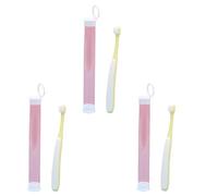 Zymoplas Lot de 3 brosses à dents pour petits chiens et chats, manche facile à prendre en main pour une élimination efficace de la plaque dentaire, mini brosse à dents en ABS, jaune