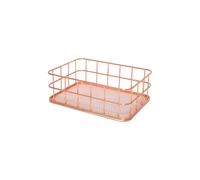 Zymoplas Organisateur de Stockage Efficace - Rangement de Bureau Multifonctionnel et organisé Bureau Rangement pour Organisateur Facile à métal, Or Rose, Petit Panier, 17 * 12 * 6 cm