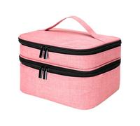 Zymoplas Organisateurs de Vernis à Ongles en Nylon, Pratiques et Bien organisés, étui de Transport de Vernis à Ongles à Double Couche, Sac en Nylon, Rose