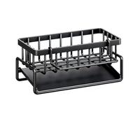 Zymoplas Panier de rangement en acier au carbone, outil de rangement, panier vidange, résistant Pour aux rayures et étanche, lapin perforé, support cuisine, sans bavures, Noir avec tige