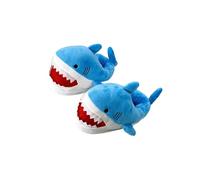 Zymoplas Pantoufles à motifs de requin, 2 pièces/ensemble, absorbant la sueur et confortables, à soutien solide, en coton, diapositives d'hiver, bleu, Taille UE 36-43