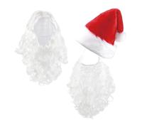 Zymoplas Perruque blanche du père noël pour les ensembles de tenues du jour de noël, ensembles tenues adaptés Pour aux jour, chapeau assorti