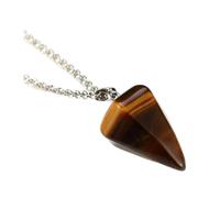 Zymoplas Pierre naturelle universelle assortie et adaptée Pour aux pendules à Quartz de Divination, collier pendule de guérison, chaîne pour femmes et hommes, brun