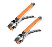 Zymoplas Pince à Vaisselle en Acier Inoxydable, 2 pièces, Aide de Cuisine Simple et Pratique pour Tous Les Angles, déplacement Confortable et sans Effort, Orange, avec Coussinet en Silicone