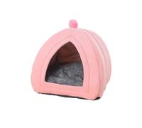 Zymoplas Portable Pet Home Intérieur Salon Chambre Hiver Nid De Repos en Peluche Tente De Couchage Petit Animal Maison Animaux Fournitures, Rose, 40x40x42cm