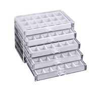 Zymoplas Présentoir de Pierres précieuses de Stockage de boîte en Cristal avec tiroirs réglables pour la Collection de Roches vitrine de Roche réglable en ABS, Un