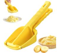 Zymoplas Presse-purée manuel en acier inoxydable pour pommes de terre, outil pour presser l'ail, les fruits, les sucreries, grandes et fines, multifonction, jaune