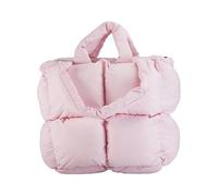 Zymoplas Restez à la mode et confortable sac fourre-tout à carreaux de en Nylon matelassé flou haute capacité sac sous les bras polyvalent élégant, Rose