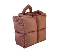 Zymoplas Restez à la mode et confortable sac fourre-tout à carreaux de en Nylon matelassé flou haute capacité sac sous les bras polyvalent élégant, Café