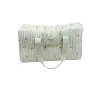 Zymoplas Sac à main de maman de mode coréenne avec sac de rangement de couches de bébé sortant de grande capacité en coton pratique et unisexe, fleurs blanc laiteux