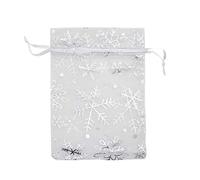 Zymoplas Sacs en 100x, petits sacs à cordon, petits cadeaux pour cadeaux de mariage, en filet, Argent blanc, 7 * 9.100 pièces