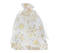 Zymoplas Sacs en 100x, petits sacs à cordon, petits cadeaux pour cadeaux de mariage, en filet, Estampage blanc, 10 * 15.100 pièces