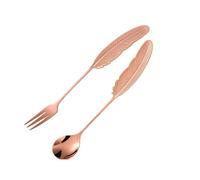 Zymoplas Spork en métal, 2 pièces, avec couleur uniforme, expérience de restauration esthétique, en acier inoxydable, titane, bord de fourchette, Or rose