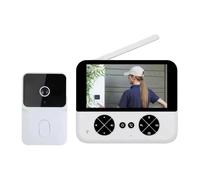 Zymoplas Système d'interphone vidéo sans Fil, Installation Facile, ABS avec Batterie, Sonnette avec caméra, WiFi, Maison Intelligente sans Fil, Blanc