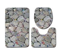 Zymoplas Tapis en Pierre imprimé imperméable et Confortable, pour Salle de Bain, Facile à Nettoyer, Facile à Installer, antidérapant Moderne, 3 Paquets/lot, Six