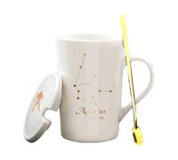 Zymoplas Tasse à café multifonctionnelle pour boissons chaudes froides, Constellations en céramique, tasse en céramique, à café élégante, Verseau blanc