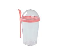 Zymoplas Tasse à salade pratique et portable - Cuillère à yaourt pour le petit-déjeuner sans odeur et facile d'accès avec cuillère non toxique, Orange Rose, 500ml