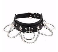 Zymoplas Tour de cou en cuir texturé haut de gamme pour Punk gothique Cosplay, collier féminin en PU, chaînes souples, Rivets, Noir
