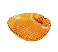 Zymoplas Vaisselle à boulettes avec 2 Ports de trempage, belle coquille, assiette en forme de pétoncle ABS, assiette à boulettes, tremper, Couleur beige