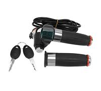 Zymothrix Poignée de gaz pour vélo électrique avec affichage numérique rouge de la tension, accélérateur à torsion universel 12 V - 99 V pour guidon gauche et droit, indicateur de niveau de
