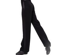 ZYMOZYM Hommes Noir Bande Latérale Droite Bas Latin Ballroom Tango Danse Pantalons, Noir , 42