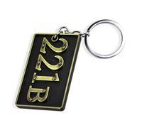 Zynara Porte Clé Sherlock Holmes 221B, Porte,bonheur Idée Cadeau | Bronze antique pour sac ou clés, idéal pour vos cadeaux de Noël et protéger une personne chère passionnée d'énigmes.