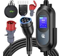 Zyncove Borne de Recharge Vehicule Electrique 11kW Triphasé [6-16A, 6m, IP67], Chargeur Voiture Electrique Type 2 avec Affichage et Intensité de Courant Réglable: Wallbox avec Fiche CEE Rouge