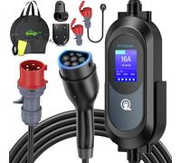 Zyncove Borne de Recharge Vehicule Electrique 11kW Triphasé [6-16A, 6m, IP67], Chargeur Voiture Electrique Type 2 avec Affichage et Intensité de Courant Réglable: Wallbox avec Fiche CEE Rouge