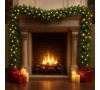 Zyncove Guirlande de Noël Lumineuse de 10 m/32 Pieds, décoration de Noël Lumineuse pour cheminée et escalier, Couronne Artificielle avec 200 lumières LED pour Sapin (32 Pieds)
