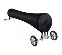 ZYNCUE Enrouleur de bâche de piscine résistant aux intempéries pour protection en polyéthylène tissé très résistant avec sangles réglables, 4,6/4,6/6,8/7,3 m, noir