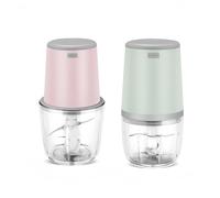 ZYNCUE Hachoir à viande électrique avec 2 bols pour légumes, oignons, ail, noix, 21 x 10,5 cm, plastique et acier inoxydable, vert, blanc, rose, jaune