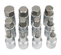 ZYNCUE Jeu de 12 douilles hexagonales en acier au chrome vanadium 1/2" (H5-H22), mallette moulée par soufflage, pour mécanicien