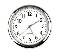 ZYNCUE Lot de 1/2 mini horloges de voiture portables lumineuses pour tableau de bord de voiture - Horloge à quartz analogique à coller sur la grille d'aération - Blanc