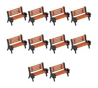 ZYNCUE Lot de 10 bancs de parc miniatures réalistes pour maquette de train HO OO - Siège orange - Accoudoir noir - Décoration de jardin en ABS (1:200)