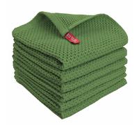 ZYNCUE Lot de 6 torchons de cuisine en microfibre gaufrée super absorbants et réutilisables pour lave-vaisselle, bar et station de café en gris, rouge, blanc, bleu, vert et noir (34 x 34 cm)
