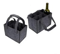ZYNCUE Porte-bouteille de vin en feutre, sac isotherme en feutre, sac fourre-tout réutilisable pour 6 bouteilles, sac de rangement pour fête, voyage, pique-nique, barbecue, Voir image, 2*Gray;