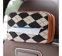 ZYNCUE Porte-serviettes en papier pour tableau de bord de voiture - Organiseur mural multifonction en cuir synthétique - Compatible avec appuie-tête et pare-soleil - Noir et blanc