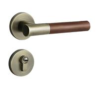 ZYNCUE Serrure de porte intérieure en alliage de zinc avec finition grain de bois de noyer, design moderne du milieu du siècle, fonctionnement silencieux, poignée ergonomique