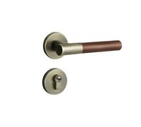 ZYNCUE Serrure de porte intérieure en alliage de zinc avec finition grain de bois de noyer, technologie silencieuse, design moderne du milieu du siècle, fonctionnement silencieux, poignée ergonomique