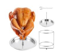 ZYNCUE Support de friteuse à dinde en acier inoxydable avec support de cuisse de poulet et pointes amovibles, pour rôtir le poulet entier sur le gril ou le four, 24 x 20 cm