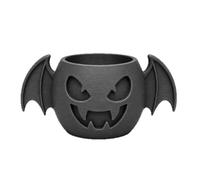 Zynerial 3D Printed Devil Bat Flower Pot, Gothic Succulent Planter | PLA material, unique ghost face design, ideal for Halloween, fits for office desk Noir