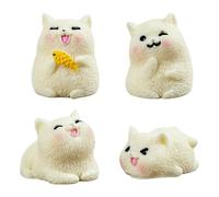 Zynerial 4Pcs Mini White Kitten Figurines, Cute Resin Cat Statues Decor | Durable resin kitten figurines with delicate blush, perfect for fairy gardens and desks 4 pièces
