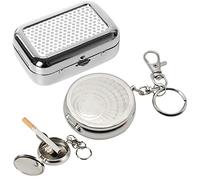 ZYNERY 2 Pcs Mini Cendrier Portable avec Couvercle en Acier Inoxydable, Anti Odeur Épreuve du Vent pour Intérieur, Extérieur, Voiture et Voyage