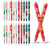 ZYNERY 22 Pièces Stylos à encre gel de Noël, Stylo à bille 0.5mm, Marqueur Père Noël Renne, Cadeaux pour étudiants, Journaux, Ecole, Maison & Bureau Fournitures de papeterie