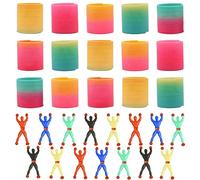ZYNERY 30 Pièces Piñata Jouets Set, 15 Ressort Jouets et 15 Bonhomme Collant,Petit Cadeaux Anniversaire Enfant Jouet Piñata Extensible, Crawler Hommes, Amusement et Fournitures de Fête