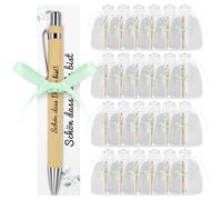 ZYNERY Lot de 24 stylos à bille « Schön dass Du da bist » - Avec pochette en organza - Cadeau de remerciement pour mariage, invités, communion, anniversaire, baptême