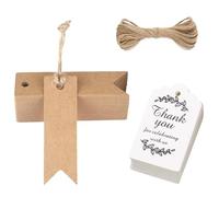 Zynewa Lot de 100 étiquettes en papier kraft avec ficelle de jute de 20 m et 100 étiquettes blanches de 3 x 5 cm