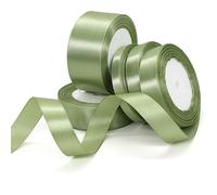 Zynewa Ruban de satin vert sauge - 22 m de long - 10 mm de large - Vert pomme - Pour décoration de baptême, anniversaire - Emballage cadeau (vert)