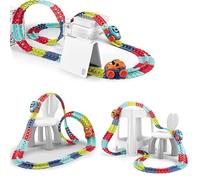 ZYNGYB Changeable Track, Changeable Track with LED Light Up Race Car, 46/92/138/184 Pcs, Anti-Gravity Magic Race Car, Flexible Assembled Track, Race Car Toy for Kids Boys Girls